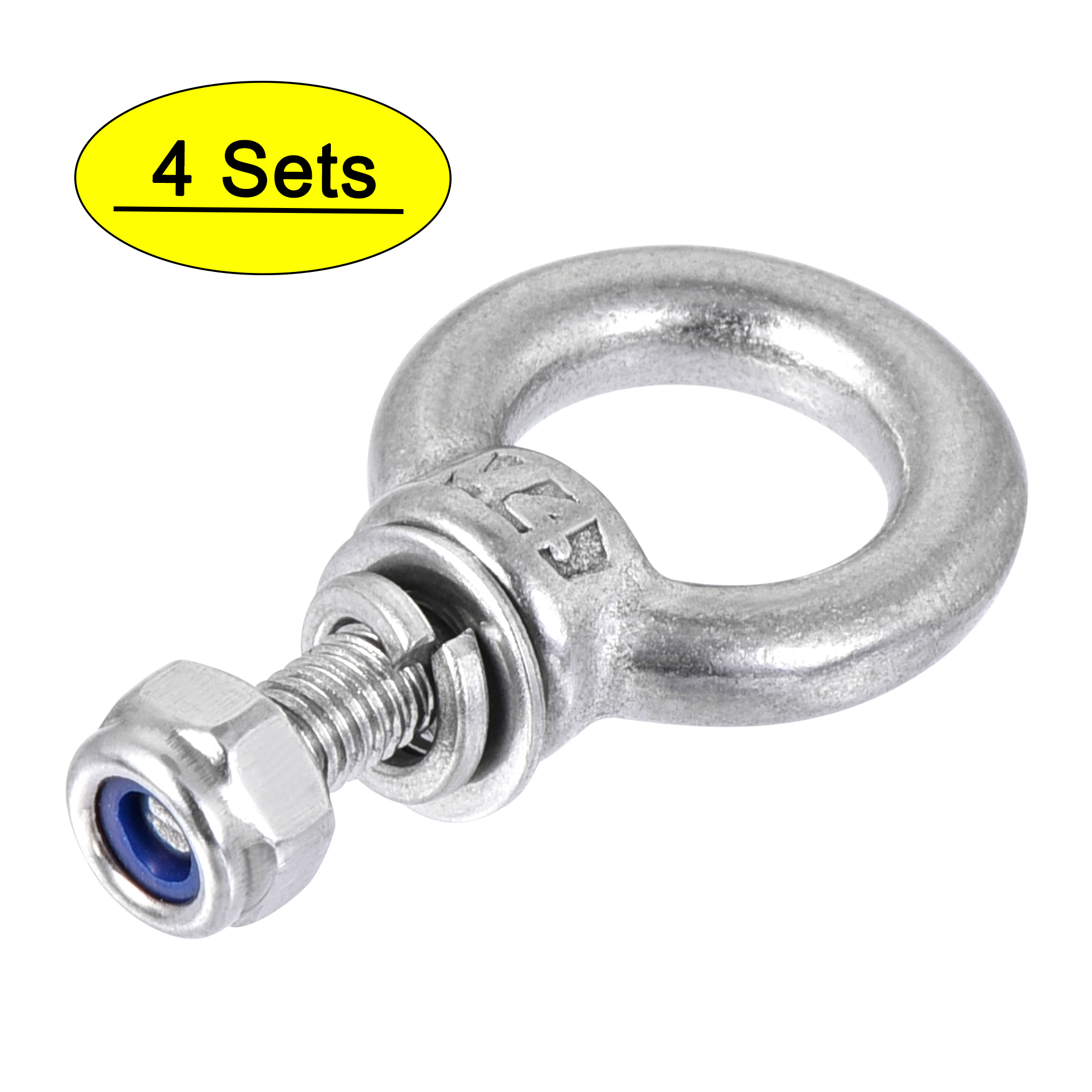 Lifting Eye Bolt M4 x 11mm Male Thread with Hex Screw Nut Gasket Flat  Washer for Hanging, Stainless Steel, 4 Sets 